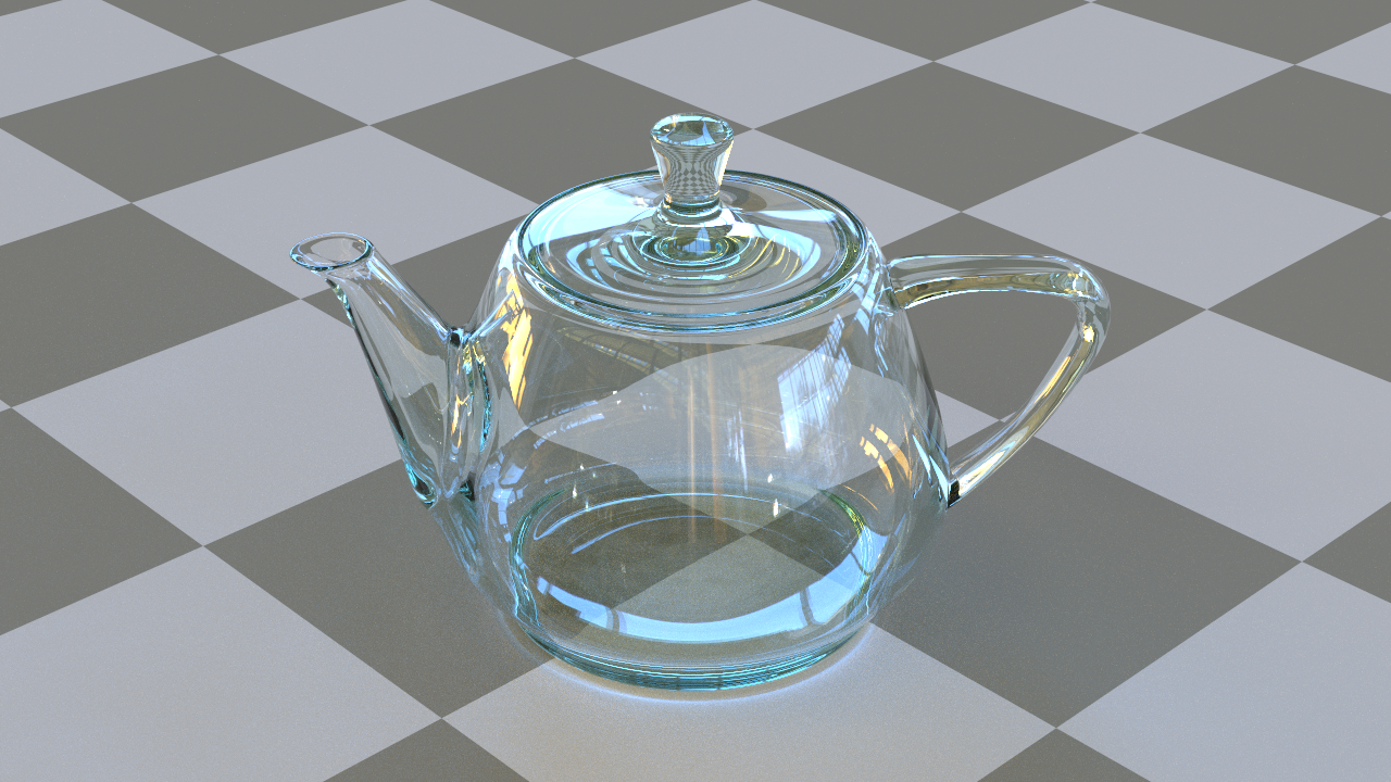 Tinted glass with proper volumetric absorption adds realism and depth.